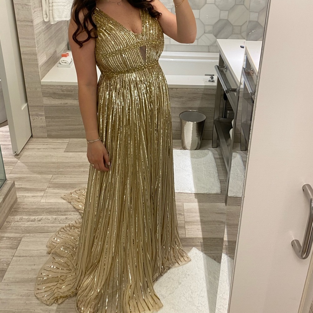 Mac Duggal Gold Sequin Gown